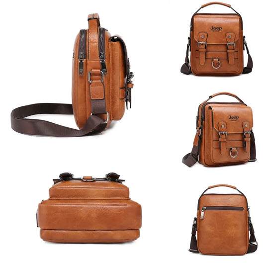 Solid Split Leather Messenger Bag