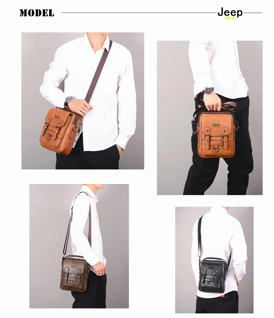 Solid Split Leather Messenger Bag