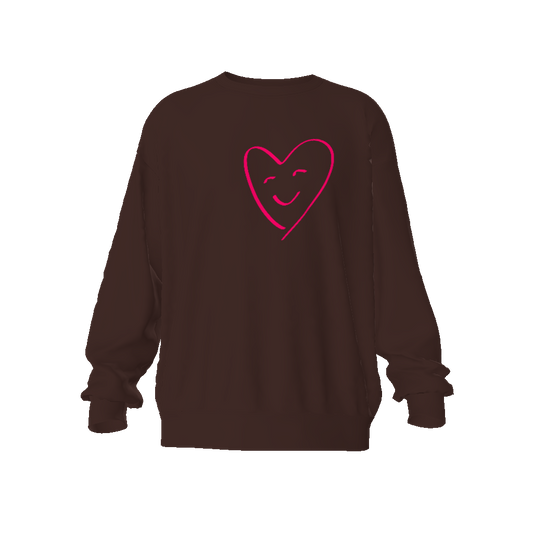 Espresso Brown Neon Pink Happy Heart